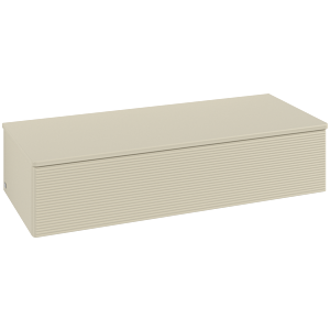 Villeroy &amp; Boch Antao sideboard L41100HJ with lighting, 1 drawer, 1200 x 268 x 500 mm, textured front, Silk Grey Matt Lacquer / Silk Grey Matt Lacquer