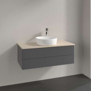 Villeroy und Boch Antao Waschtisch-Unterschrank K20113GK 100x36x50cm, Waschbeckenplattenfarbe botticino, anthracite matt lacquer