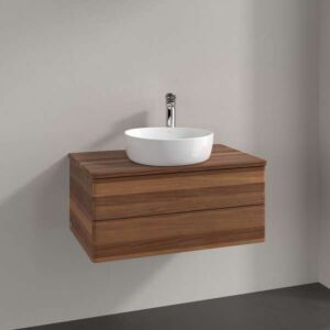 Meuble vasque Villeroy &amp; Boch Antao K19012HM 80x36x50cm, plan vasque couleur noyer chaud, noyer chaud