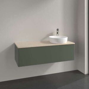Villeroy und Boch Antao Waschtisch-Unterschrank K34013HL 120x36x50cm, Waschbeckenplattenfarbe botticino, leaf green matt lacquer