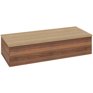 Villeroy &amp; Boch Antao Sideboard L41001HM with lighting, 1 drawer, 1200 x 268 x 500 mm, smooth front, Warm Walnut / Honey Oak