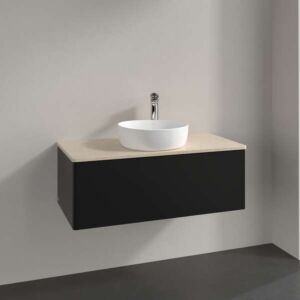 Villeroy und Boch Antao Waschtisch-Unterschrank K31013PD 100x36x50cm, Waschbeckenplattenfarbe botticino, black matt lacquer