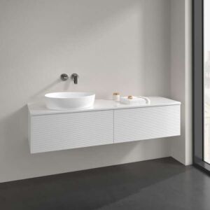 Villeroy &amp; Boch Antao vanity unit K37150GF 160x36x50cm, tap hole, washbasin top color: glossy white lacquer