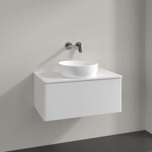 Meuble vasque Villeroy &amp; Boch Antao K30050GF 80 x 36 x 50 cm, percé pour robinetterie, plan vasque laquée blanc brillant