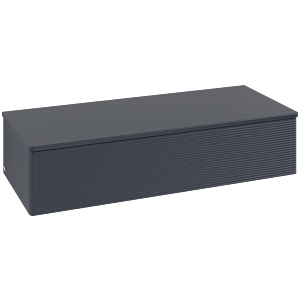 Villeroy &amp; Boch Antao Sideboard L41100HG with lighting, 1 drawer, 1200 x 268 x 500 mm, textured front, Midnight Blue Matt Lacquer / Midnight Blue Matt Lacquer