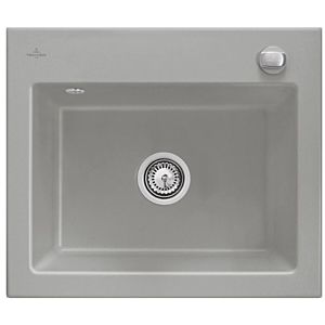 Évier à encastrer Villeroy et Boch Subway 60 S 330902KD avec garniture de vidage , commande excentrique, 600 x 510 mm, fossil CeramicPlus