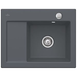 Villeroy et Boch Subway 45 Évier compact à encastrer 331302i4 à droite, avec garniture de vidage , commande excentrique, 650 x 510 mm, graphite CeramicPlus