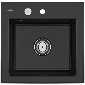 Villeroy and Boch Subway 50 S built-in sink 331502S5 with drain fitting, eccentric operation, 525 x 510 mm, ebony CeramicPlus