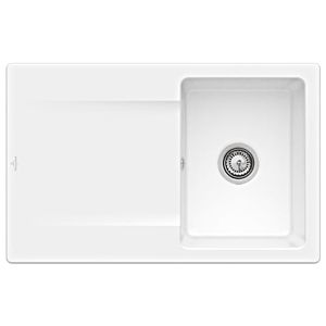 Villeroy & Boch Siluet sink 333401RW with waste set and manual operation, Stone White