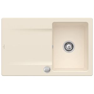 Villeroy &amp; Boch Siluet built-in sink 333402FU with drain fitting and eccentric actuation, Ivory