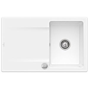 Villeroy &amp; Boch Siluet built-in sink 333402KG with drain fitting and eccentric operation, Snow White
