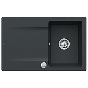 Villeroy & Boch Siluet Einbauspüle 333402S5 mit Ablaufgarnitur und Exzenterbetätigung, Ebony