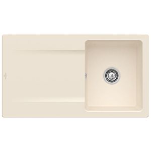 Villeroy & Boch Siluet Einbauspüle 333501FU mit Ablaufgarnitur und Handbetätigung, Ivory