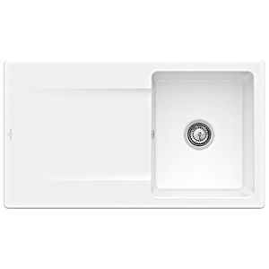 Villeroy & Boch Siluet Einbauspüle 333501R1 mit Ablaufgarnitur und Handbetätigung, weiß