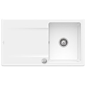 Villeroy &amp; Boch Siluet built-in sink 333502R1 with drain fitting and eccentric operation, white