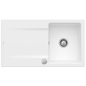 Villeroy &amp; Boch Siluet built-in sink 333502RW with drain fitting and eccentric operation, Stone White