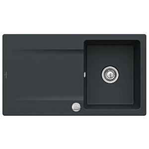 Villeroy & Boch Siluet Einbauspüle 333502S5 mit Ablaufgarnitur und Exzenterbetätigung, Ebony