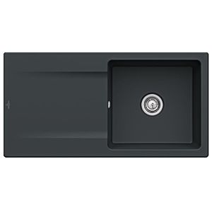 Villeroy & Boch Siluet Einbauspüle 333601S5 mit Ablaufgarnitur und Handbetätigung, Ebony