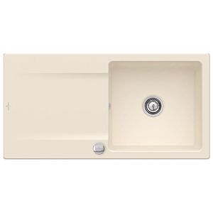 Villeroy & Boch Siluet Einbauspüle 333602FU mit Ablaufgarnitur und Exzenterbetätigung, Ivory