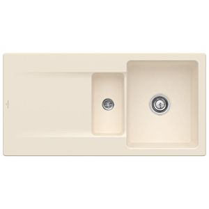 Villeroy & Boch Siluet Einbauspüle 333701FU mit Ablaufgarnitur und Handbetätigung, Ivory
