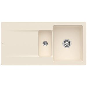Villeroy &amp; Boch Siluet built-in sink 333702FU with drain fitting and eccentric operation, Ivory