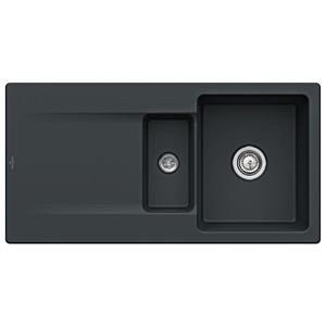 Villeroy &amp; Boch Siluet built-in sink 333702S5 with drain fitting and eccentric operation, Ebony