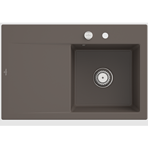 Villeroy et Boch Subway Style 45 évier à encastrer 334702TR droite, avec garniture de vidage , actionnement excentrique, bois CeramicPlus, 78 x 51 cm