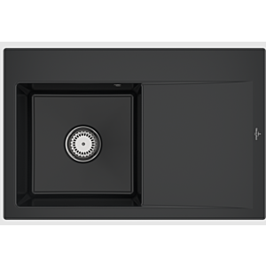 Villeroy and Boch Subway Style 45 Flat built-in sink 334800R7 left-hand sink, pure black, 78 x 51 cm