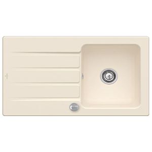 Villeroy & Boch Architectura Einbauspüle 335002FU mit Ablaufgarnitur und Exzenterbetätigung, Ivory