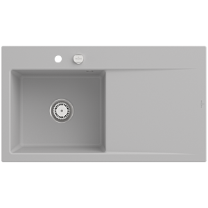 Villeroy and Boch Subway Style 50 built-in sink 335202SM left, with waste set, 900 x 510 mm, pop-up waste, steam CeramicPlus