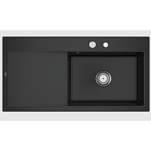 Villeroy and Boch Subway Style 60 sink 336102S5 right, with waste set, pop-up waste, 1000 x 510 mm, ebony