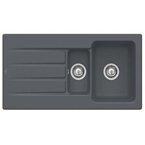Villeroy & Boch Architectura MetalRim évier encastré 336501i4 avec jeu de déchets et fonctionnement manuel, Graphit