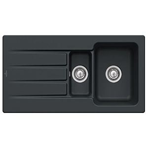 Villeroy & Boch Architectura MetalRim sink 336501S5 with waste set and manual operation, Ebony