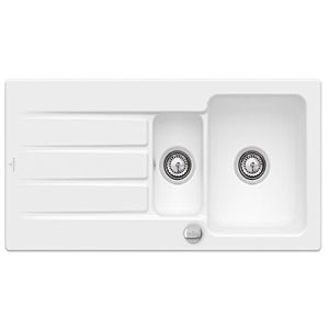 Villeroy & Boch Architectura Einbauspüle 336502RW mit Ablaufgarnitur und Exzenterbetätigung, Stone White