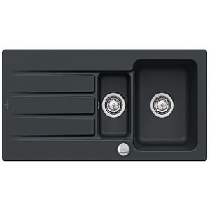 Villeroy & Boch Architectura Einbauspüle 336502S5 mit Ablaufgarnitur und Exzenterbetätigung, Ebony