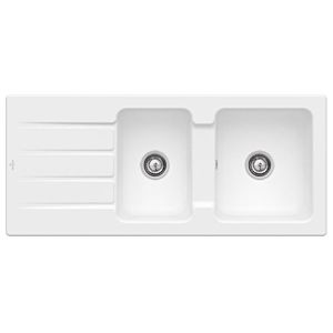 Villeroy & Boch Architectura MetalRim évier encastré 338001RW avec jeu de déchets et fonctionnement manuel, Stone White