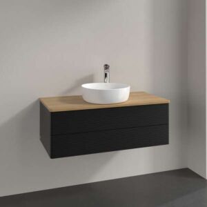 Villeroy und Boch Antao Waschtisch-Unterschrank K20111PD 100x36x50cm, Waschbeckenplattenfarbe honey oak, black matt lacquer