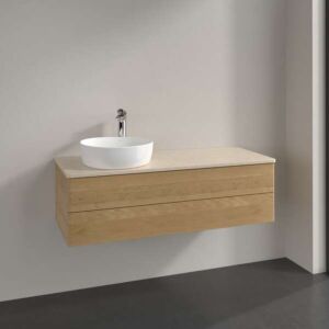 Villeroy und Boch Antao Waschtisch-Unterschrank K22053HN 120x36x50cm, Hahnloch, Waschbeckenplattenfarbe botticino, honey oak