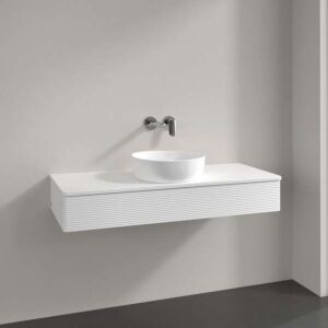 Villeroy &amp; Boch Antao vanity unit K10150MT 120x19x50cm, tap hole, washbasin top color: white matt lacquer