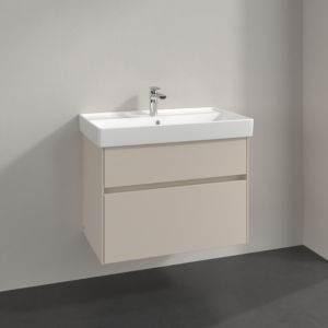 Villeroy &amp; Boch Collaro vanity unit C010B0VN 75.4x54.6x44.4cm, washbasin in the center, LED lighting, cashmere grey matt