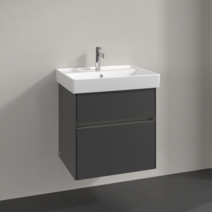 Villeroy et Boch Collaro meuble sous-vasque C008B0VR 55,4x54,6x44,4cm, évier au milieu, éclairage LED, graphite