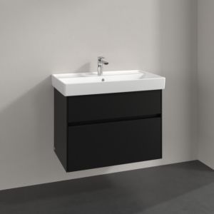 Villeroy et Boch Collaro meuble sous-vasque C01000VL 75,4x54,6x44,4cm, évier au milieu, noir volcan