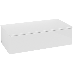 Villeroy und Boch Antao Waschtisch-Unterschrank L40000GF mit Beleuchtung, 1 Auszug, 1000 x 268 x 500 mm, Front ohne Struktur, Glossy White Lacquer / Glossy White Lacquer