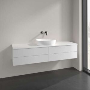 Villeroy und Boch Antao Waschtisch-Unterschrank L25050GF mit Beleuchtung, 4 Auszüge, 1600 x 360 x 500 mm, Front ohne Struktur, Glossy White Lacquer / Glossy White Lacquer