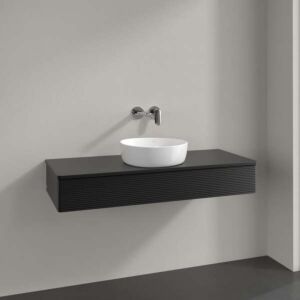 Villeroy &amp; Boch Antao vanity unit K10150PD 120x19x50cm, tap hole, washbasin top color lacquer, black matt lacquer