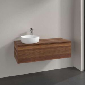 Villeroy und Boch Antao Waschtisch-Unterschrank K33152HM 120x36x50cm, Hahnloch, Waschbeckenplattenfarbe warm walnut, warm walnut