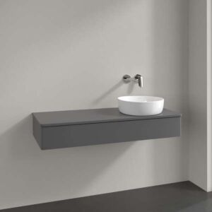 Villeroy und Boch Antao Waschtisch-Unterschrank K12050GK 120x19x50cm, Hahnloch, Waschbeckenplattenfarbe Lack, anthracite matt lacquer