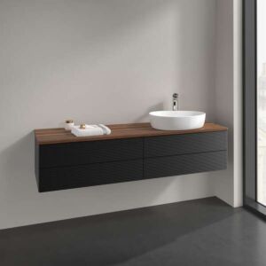 Villeroy und Boch Antao Waschtisch-Unterschrank K27112PD 160x36x50cm, Waschbeckenplattenfarbe warm walnut, black matt lacquer