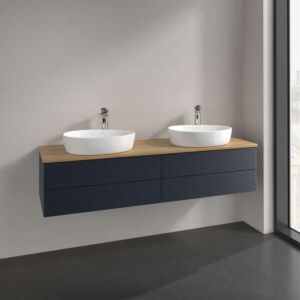 Villeroy und Boch Antao Waschtisch-Unterschrank K28111HG 160x36x50cm, Waschbeckenplattenfarbe honey oak, midnight blue matt lacquer