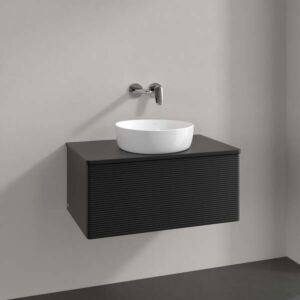 Villeroy und Boch Antao Waschtisch-Unterschrank K30110PD 80x36x50cm, Waschbeckenplattenfarbe Lack, black matt lacquer
